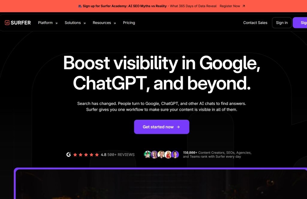 surfer seo ai website 